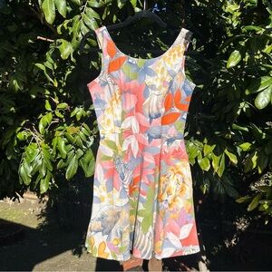 RETROLICIOUS white animal tropical multicolor watercolor sleeveless mini‎ dress